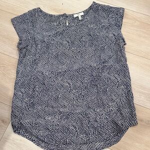 100% Silk Joie blue and White Women's Top